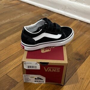 Vans Kids Black and White Velcro Sneakers